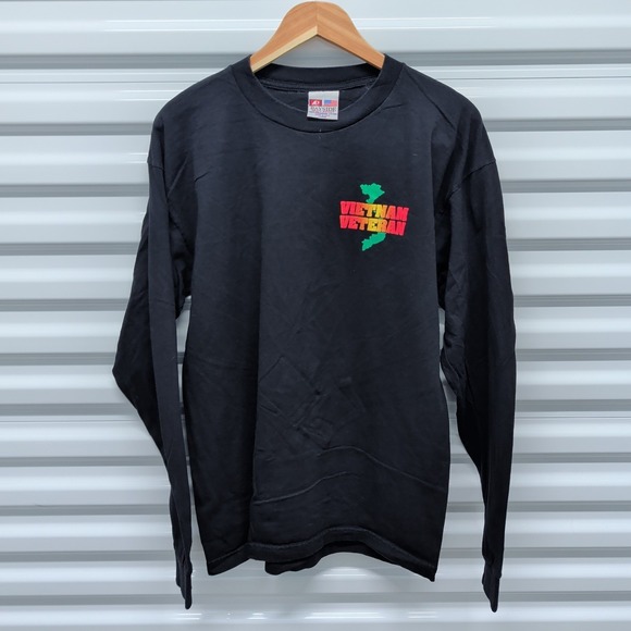 Bayside Vietnam Veteran Shirt Size Large Mens Black Long Sleeve Graphic Cotton — photo 2